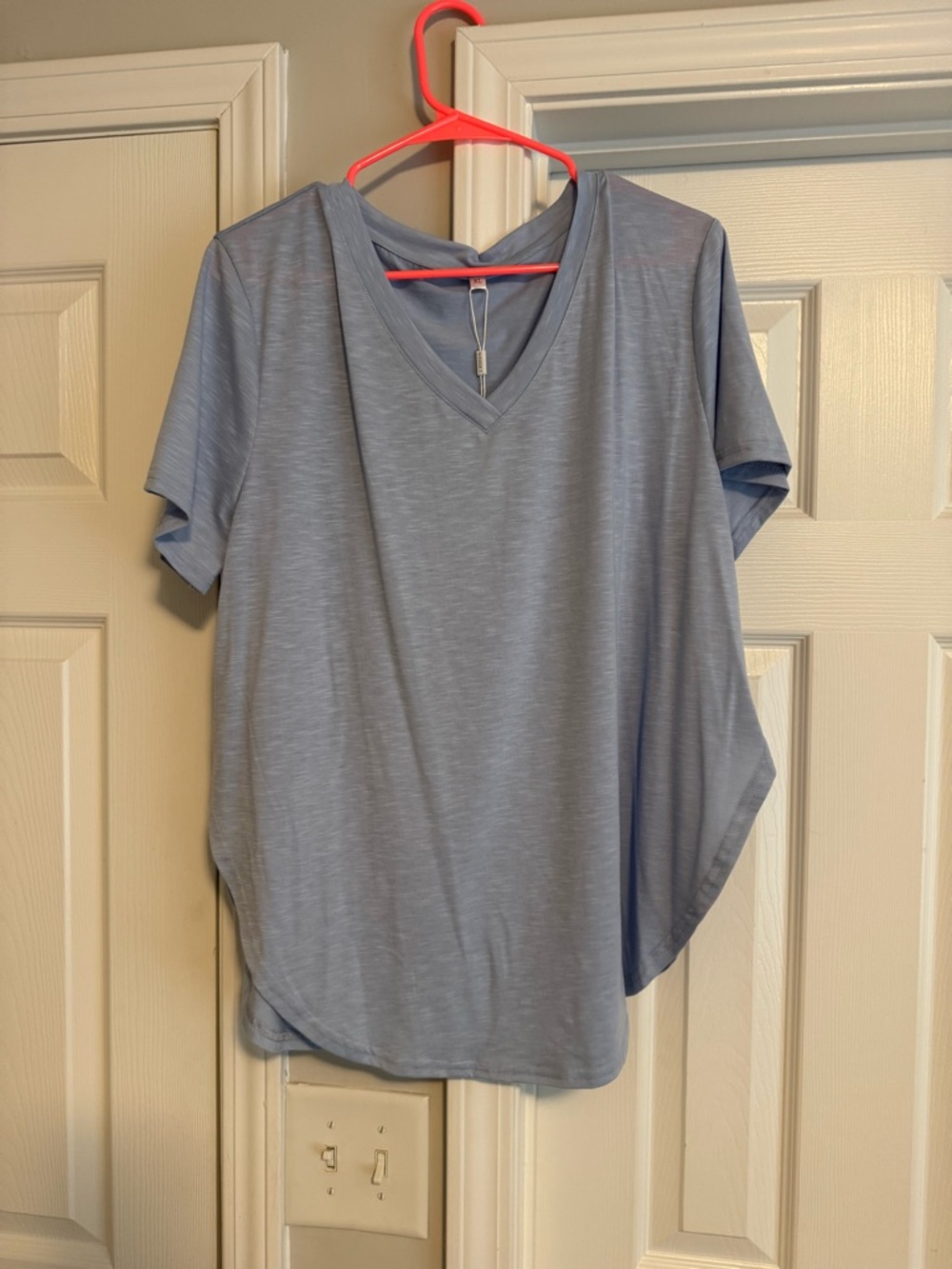 Light Blue V-Neck Women's Top